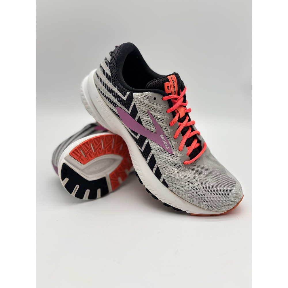 Brooks Launch 6 Womens Running Shoes Grey Black Pink 1202851D027 Wide D Size 8